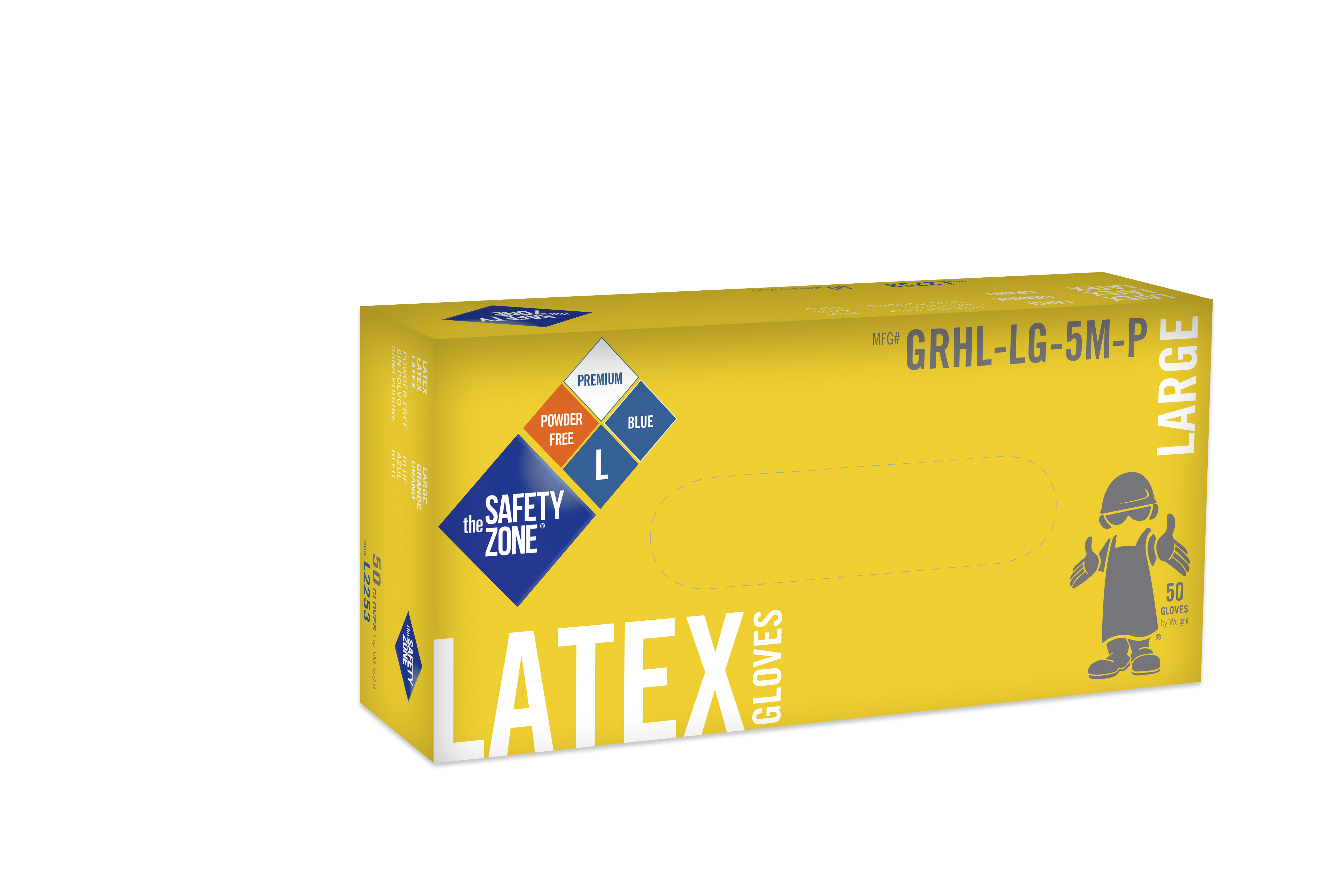 13 MIL, 12” Blue Powder Free Latex, Double Chlorinated, 50 per Box (10 per case)